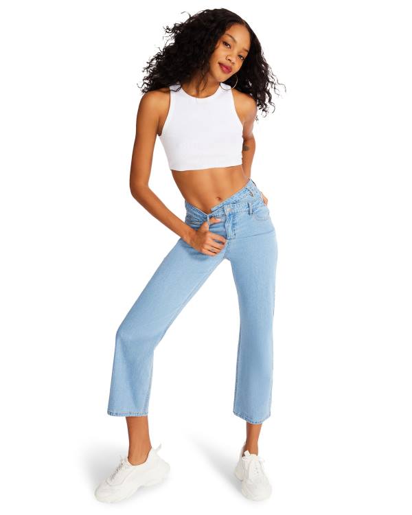 Spodnie Damskie Steve Madden Asymmetrical Boyfriend Jean Niebieskie | SM-198FV