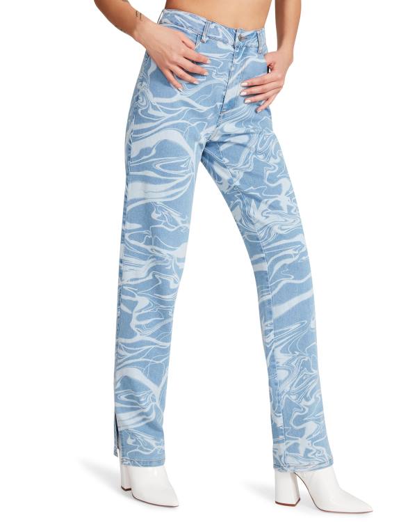 Spodnie Damskie Steve Madden Denim Swirl Pants Niebieskie | SM-605QE