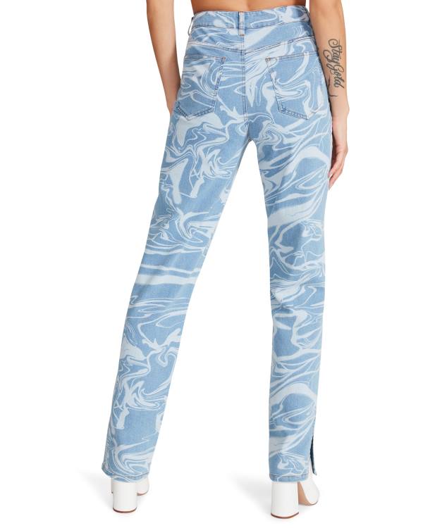 Spodnie Damskie Steve Madden Denim Swirl Pants Niebieskie | SM-605QE