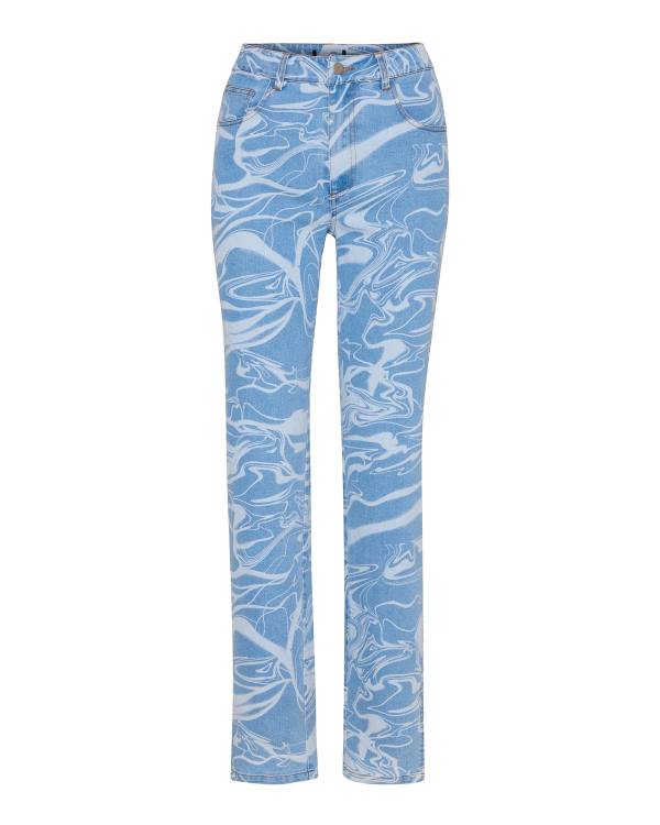 Spodnie Damskie Steve Madden Denim Swirl Pants Niebieskie | SM-605QE