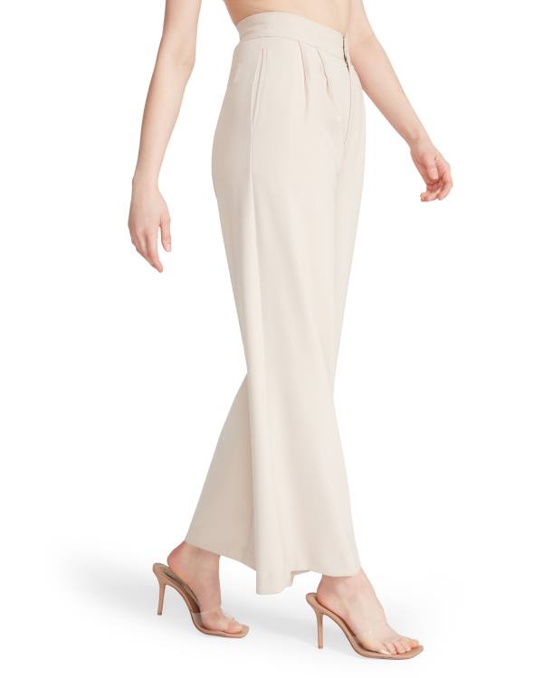 Spodnie Damskie Steve Madden High Waisted Trouser Ivory Białe | SM-951HI