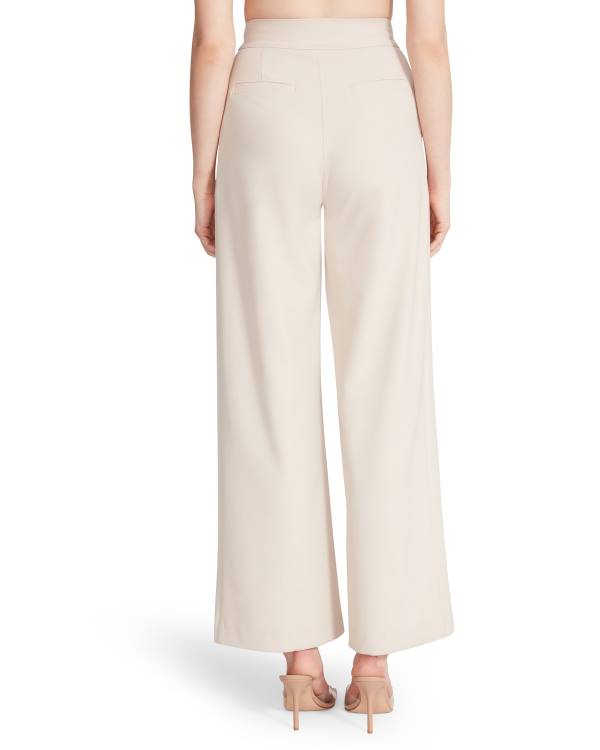 Spodnie Damskie Steve Madden High Waisted Trouser Ivory Białe | SM-951HI