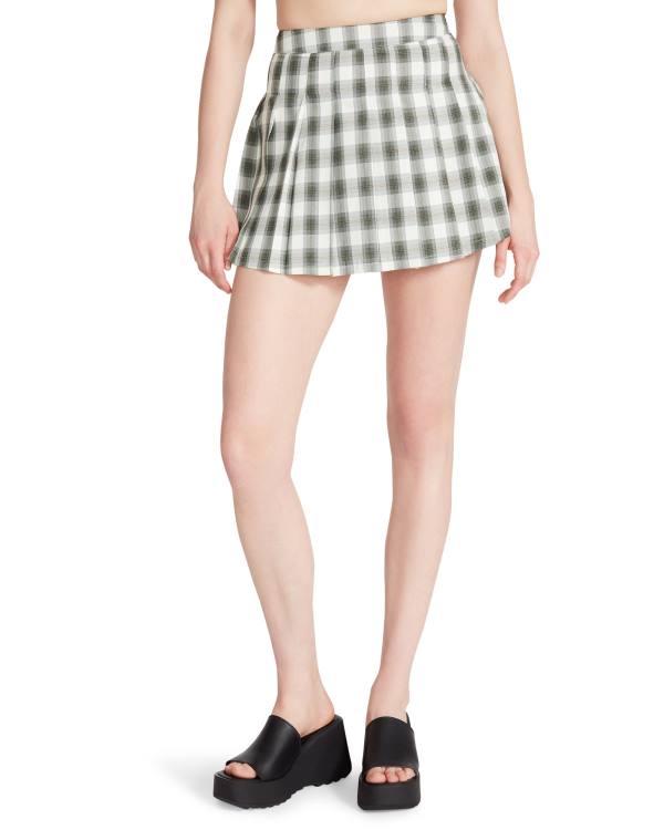 Spódnice Damskie Steve Madden Plaid Pleated Mini Zielone | SM-372NH