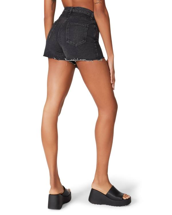 Szorty Damskie Steve Madden Black Denim Skort Czarne | SM-569SA