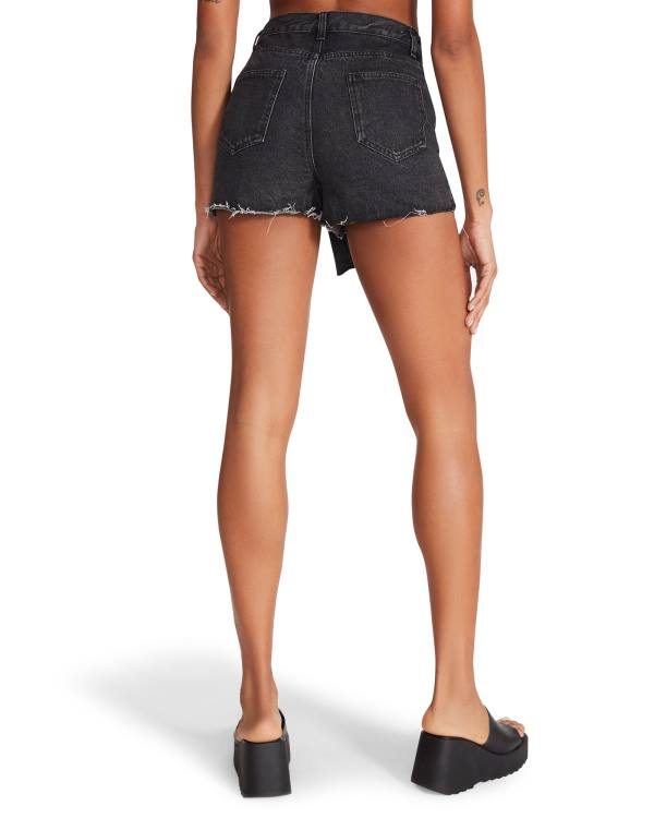 Szorty Damskie Steve Madden Black Denim Skort Czarne | SM-569SA