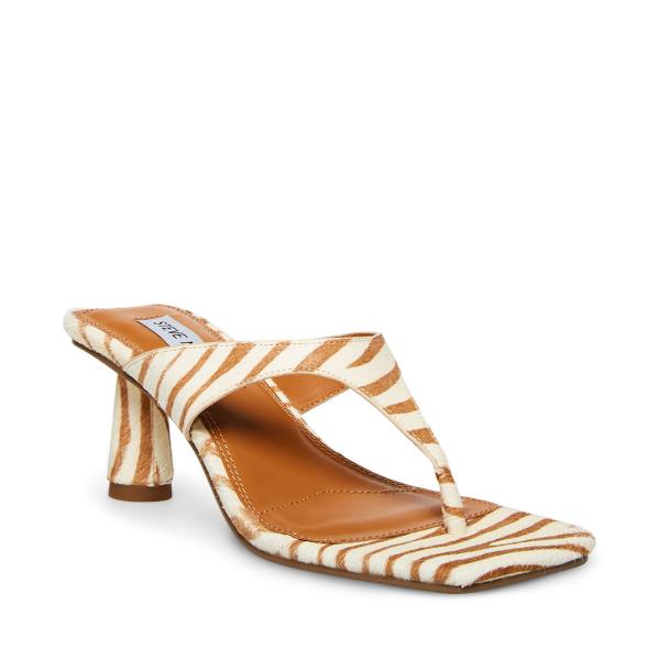 Szpilki Damskie Steve Madden Alexina Tan Pony Heel Brązowe Białe | SM-072TC