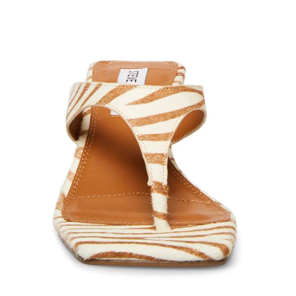 Szpilki Damskie Steve Madden Alexina Tan Pony Heel Brązowe Białe | SM-072TC