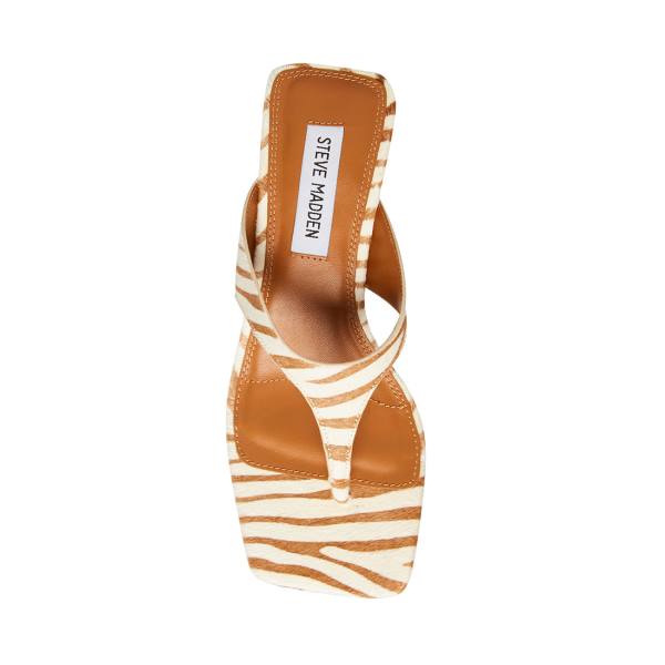 Szpilki Damskie Steve Madden Alexina Tan Pony Heel Brązowe Białe | SM-072TC