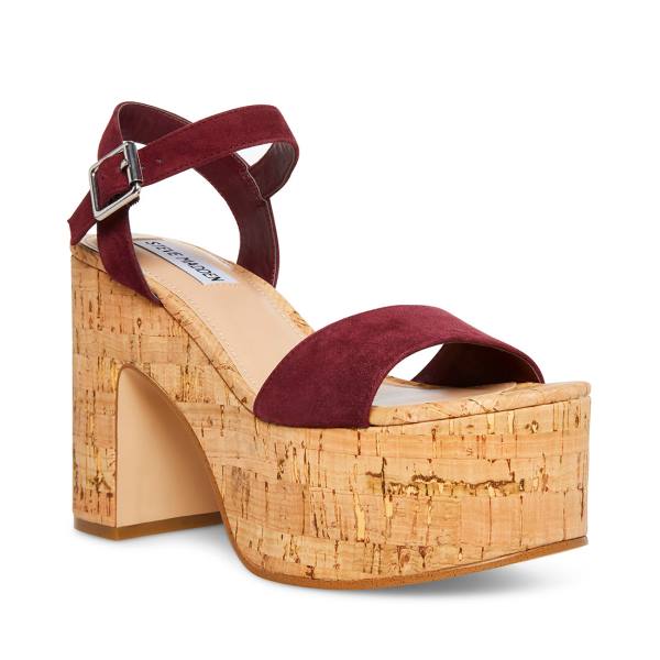 Szpilki Damskie Steve Madden Amarissa Burgundy Zamszowe Heel Bordowe | SM-713EV