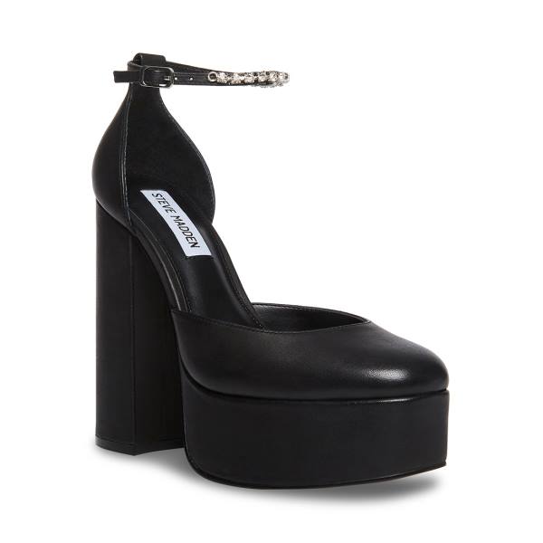 Szpilki Damskie Steve Madden Bangle Skórzane Heel Czarne | SM-721UN