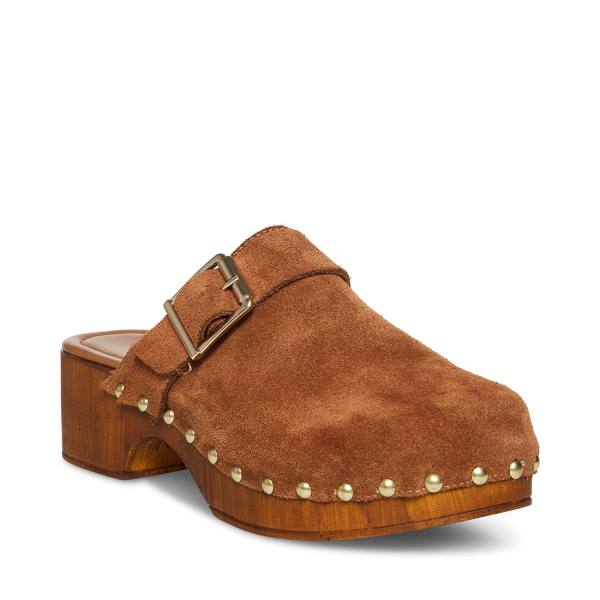 Szpilki Damskie Steve Madden Dana Cognac Zamszowe Heel Brązowe | SM-195CX