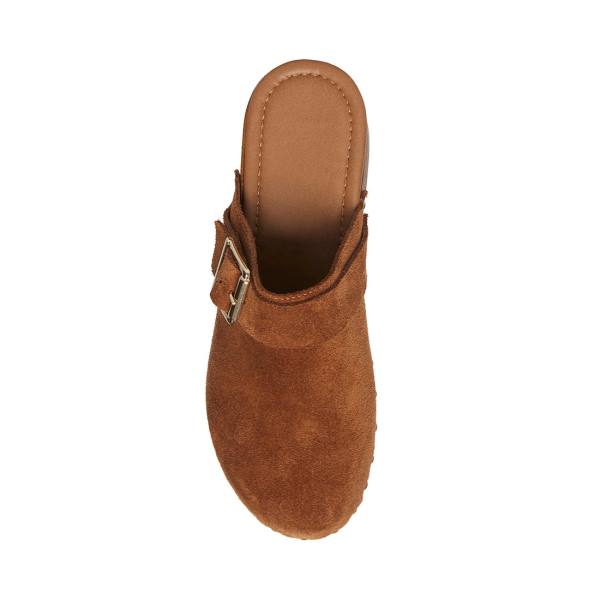 Szpilki Damskie Steve Madden Dana Cognac Zamszowe Heel Brązowe | SM-195CX