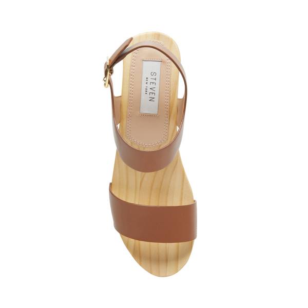 Szpilki Damskie Steve Madden Fabee Cognac Skórzane Heel Brązowe | SM-421SN