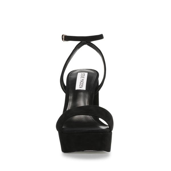 Szpilki Damskie Steve Madden Lessa Zamszowe Heel Czarne | SM-254OC