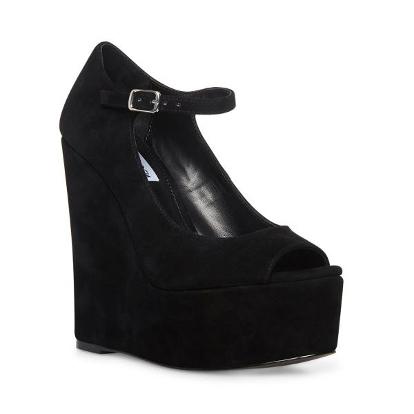 Szpilki Damskie Steve Madden Macie Zamszowe Heel Czarne | SM-235HG