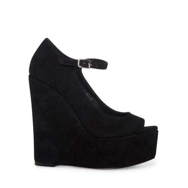 Szpilki Damskie Steve Madden Macie Zamszowe Heel Czarne | SM-235HG