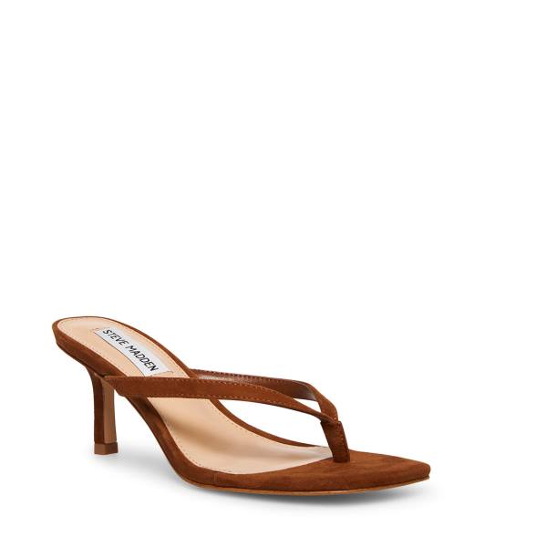 Szpilki Damskie Steve Madden Melrose Chestnut Zamszowe Heel Brązowe | SM-091ZI