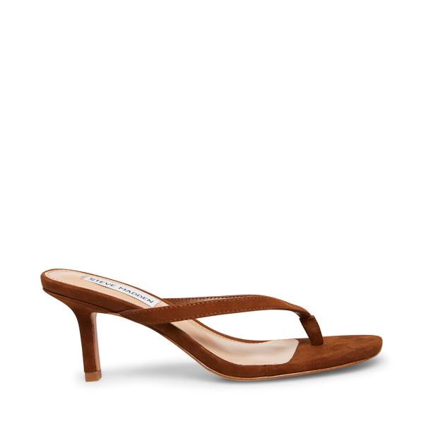 Szpilki Damskie Steve Madden Melrose Chestnut Zamszowe Heel Brązowe | SM-091ZI