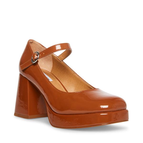 Szpilki Damskie Steve Madden Mingle Cognac Lakierowana Heel Brązowe | SM-389BA