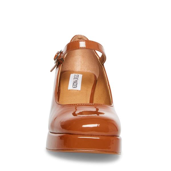 Szpilki Damskie Steve Madden Mingle Cognac Lakierowana Heel Brązowe | SM-389BA