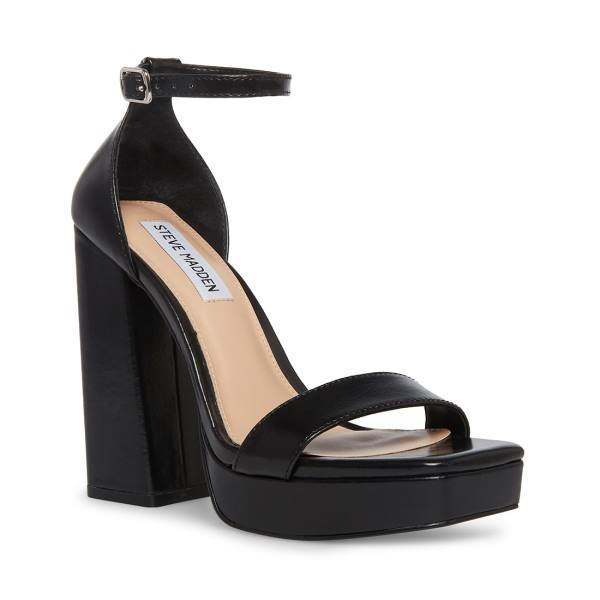 Szpilki Damskie Steve Madden Replay Skórzane Heel Czarne | SM-485HS