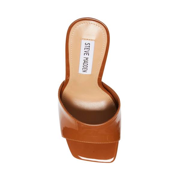 Szpilki Damskie Steve Madden Signal Cognac Lakierowana Heel Brązowe | SM-417AL