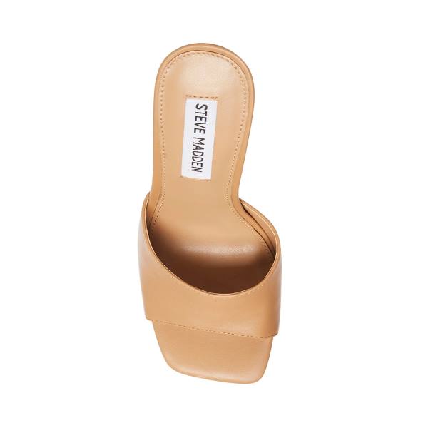 Szpilki Damskie Steve Madden Signal Tan Skórzane Heel Beżowe | SM-924GO