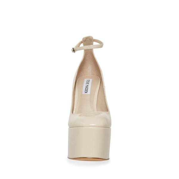 Szpilki Damskie Steve Madden Skyrise Bone Lakierowana Heel Beżowe | SM-264WB