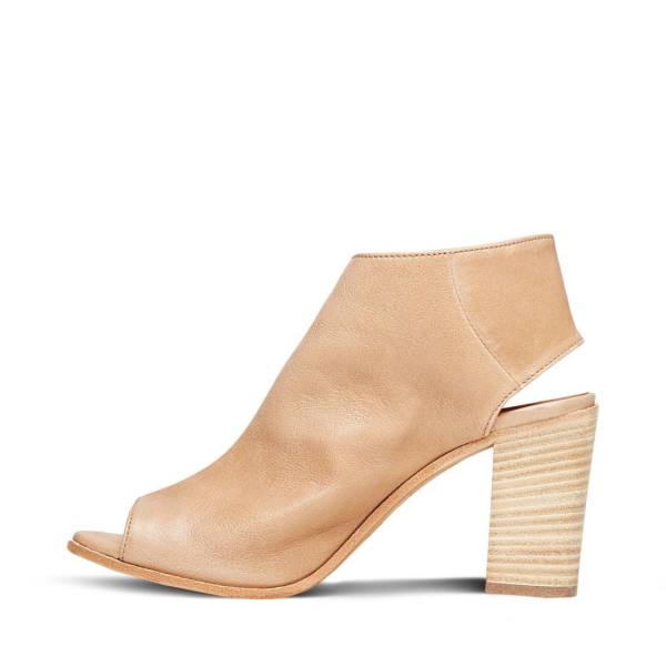 Szpilki Damskie Steve Madden Slater Natural Skórzane Heel Beżowe | SM-587EB