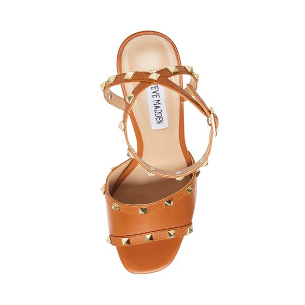 Szpilki Damskie Steve Madden Tabari Cognac Skórzane Heel Brązowe | SM-023SZ