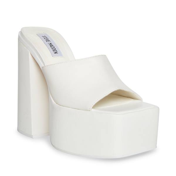 Szpilki Damskie Steve Madden Trixie Skórzane Heel Białe | SM-817WB