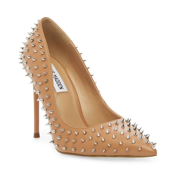 Szpilki Damskie Steve Madden Vala-s Tan Heel Beżowe | SM-283PX