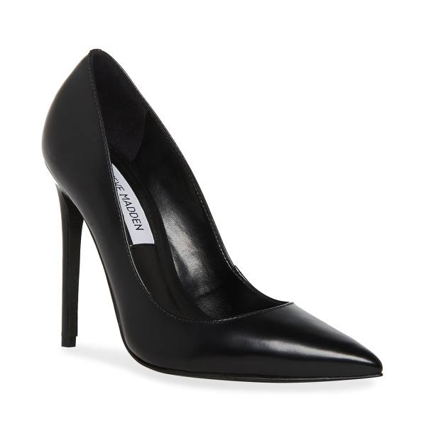 Szpilki Damskie Steve Madden Valentina Skórzane Heel Czarne | SM-615EW