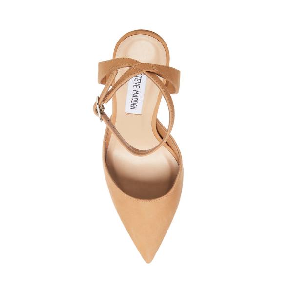 Szpilki Damskie Steve Madden Vase Camel Nubuck Heel Brązowe | SM-861GF