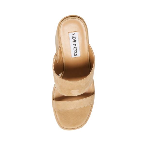 Szpilki Damskie Steve Madden Vickey Sand Zamszowe Heel Brązowe | SM-945UH