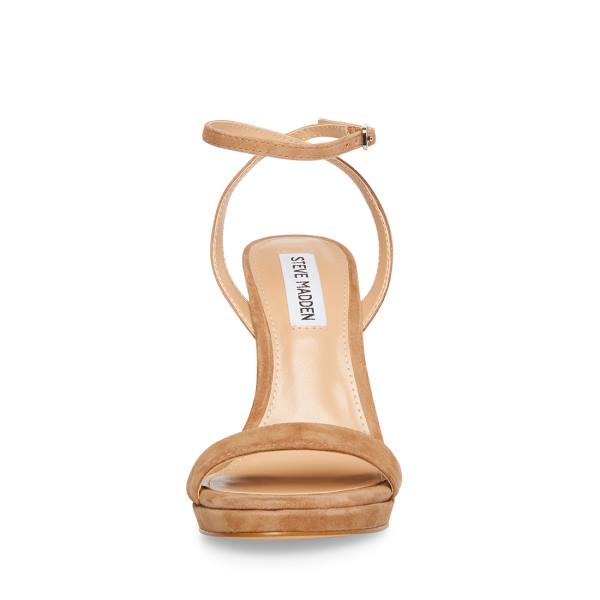 Szpilki Damskie Steve Madden Wafer Camel Zamszowe Heel Brązowe | SM-759MY