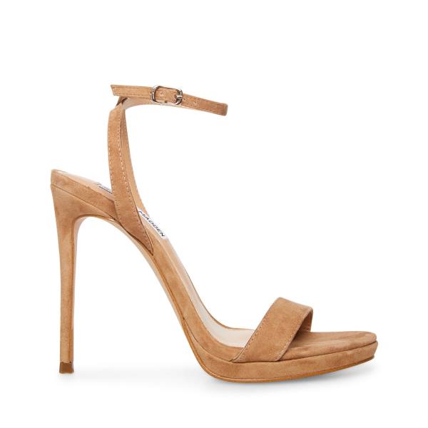 Szpilki Damskie Steve Madden Wafer Camel Zamszowe Heel Brązowe | SM-759MY