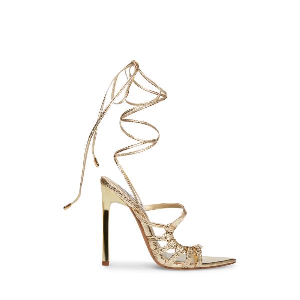 Szpilki Damskie Steve Madden Whitney Snake Heel Złote Wąż | SM-961MK