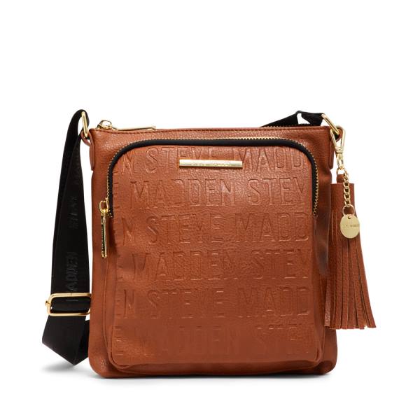 Torby Przez Ramię Damskie Steve Madden Logo Crossbody Cognac Brązowe | SM-801AM