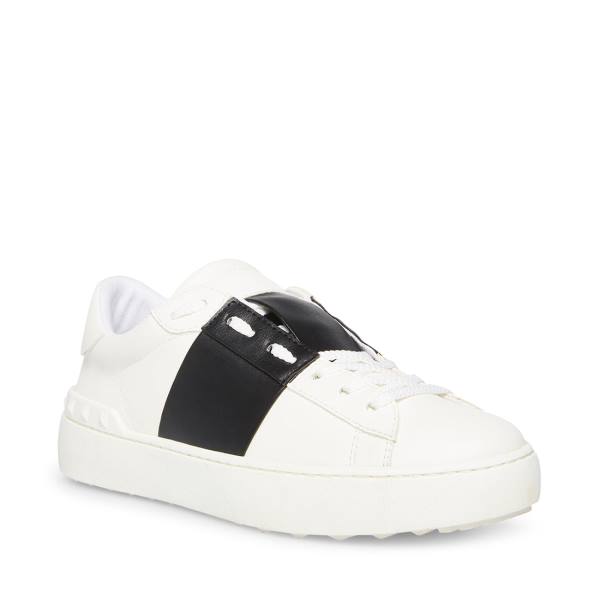 Trampki Damskie Steve Madden Keaton Białe Czarne | SM-251CN