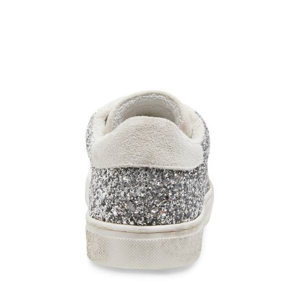 Trampki Damskie Steve Madden Rubie Glitter Srebrne | SM-523OI