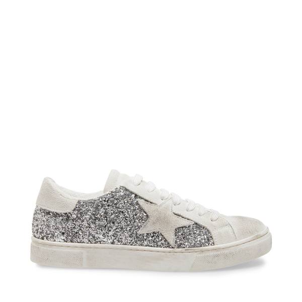 Trampki Damskie Steve Madden Rubie Glitter Srebrne | SM-523OI