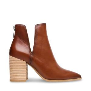 Botki Damskie Steve Madden Darryn Cognac Skórzane Brązowe | SM-506KS