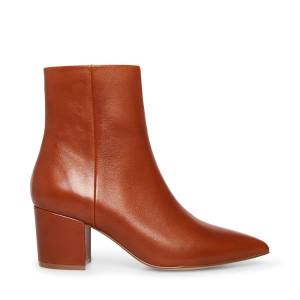 Botki Damskie Steve Madden Ossie Cognac Skórzane Brązowe | SM-420GR