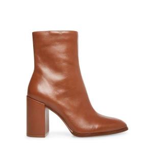 Botki Damskie Steve Madden Trudy Cognac Skórzane Brązowe | SM-218AC