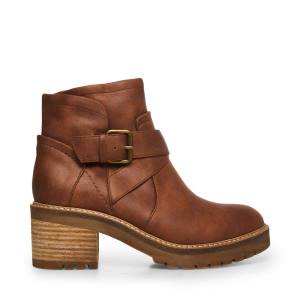 Botki Damskie Steve Madden Vanessah Cognac Brązowe | SM-217BJ