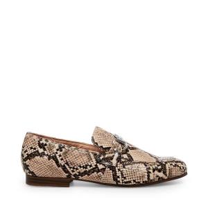 Buty Płaskie Damskie Steve Madden Kensley Tan Snake Brązowe Wąż | SM-526RG