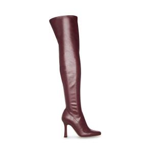 Kozaki Damskie Steve Madden Prowl Burgundy Bordowe | SM-462DC