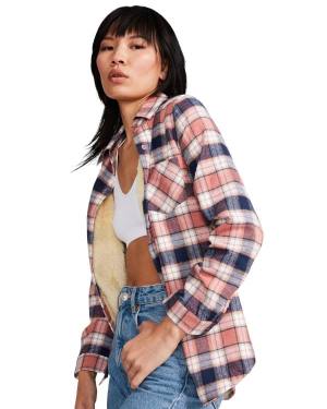 Kurtki Damskie Steve Madden Teddy Podszewką Flannel Różowe | SM-059ET