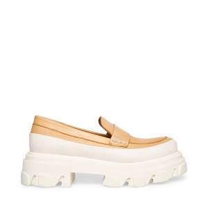 Loafersy Damskie Steve Madden Flossie Tan Skórzane Beżowe | SM-270IQ